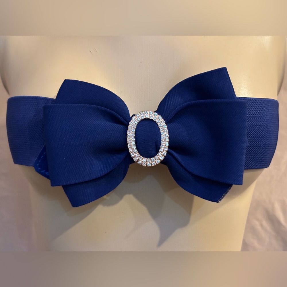 Bow Stretch Belt with Rhinestone Buckle